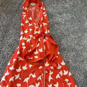 Diane Von Furstenberg Red and White Midi Dress